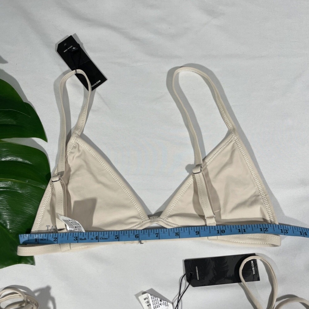 NEW Tavik [‎ Medium ] Jett Triangle Bikini Top + Jax Side Tie Bottom Tapioca - Picture 9 of 12